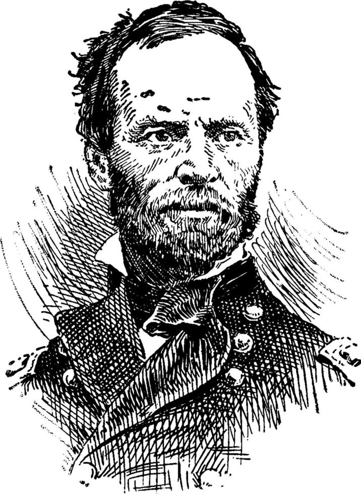 algemeen William tecumseh sherman, wijnoogst illustratie vector