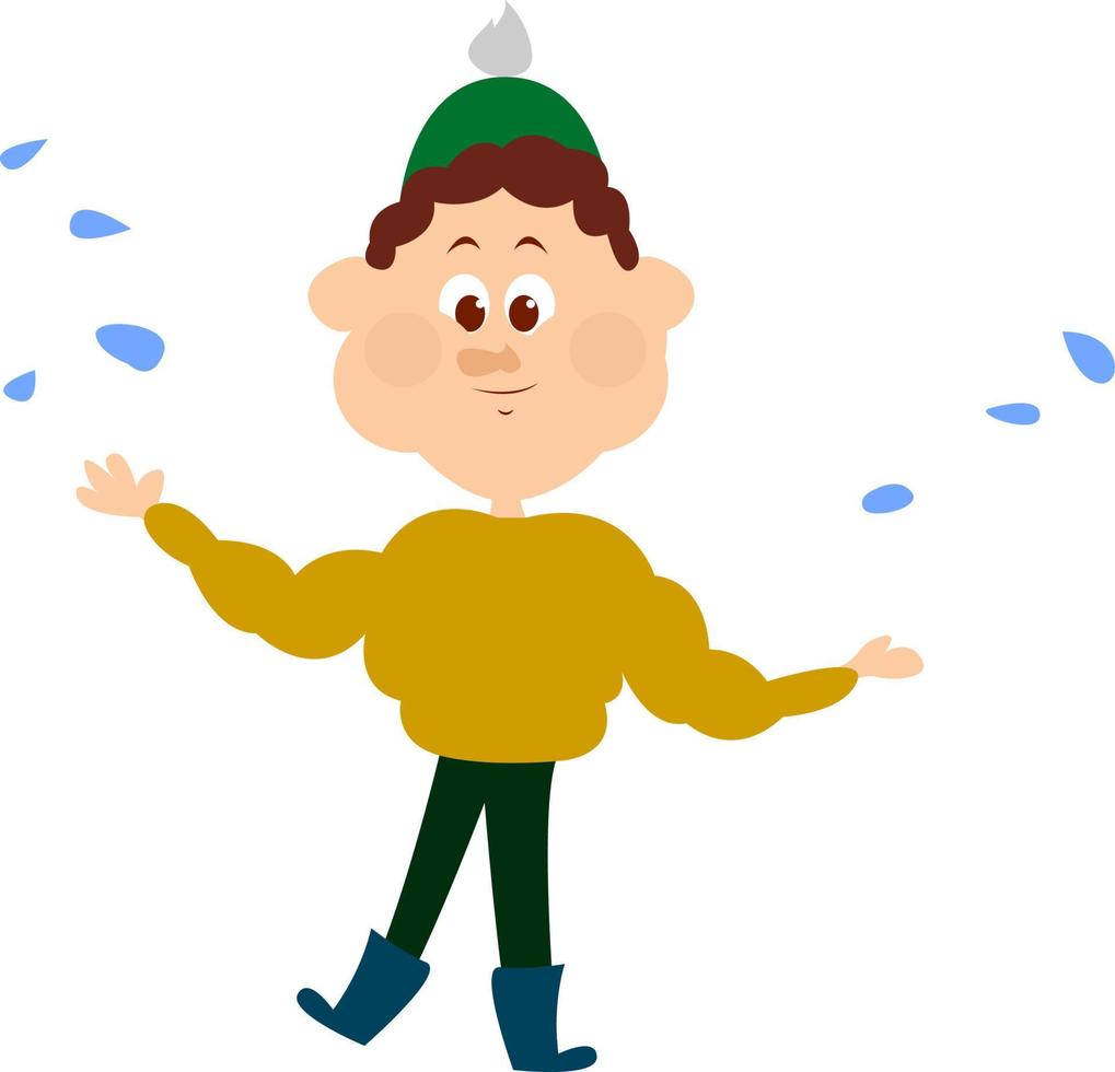 jongen Aan winter spellen, illustratie, vector Aan wit achtergrond.