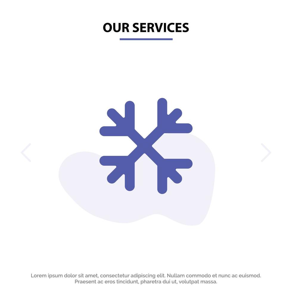 onze Diensten sneeuw sneeuw vlokken winter Canada solide glyph icoon web kaart sjabloon vector
