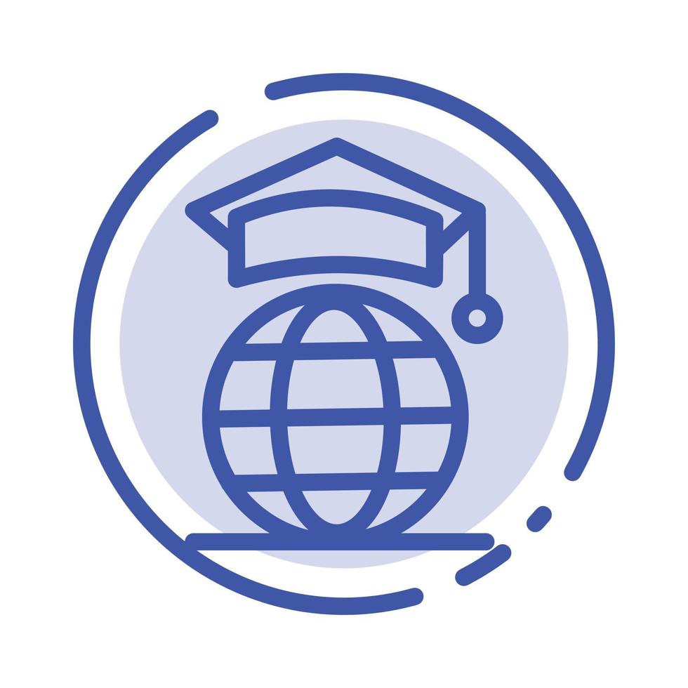 wereldbol internet online diploma uitreiking blauw stippel lijn lijn icoon vector