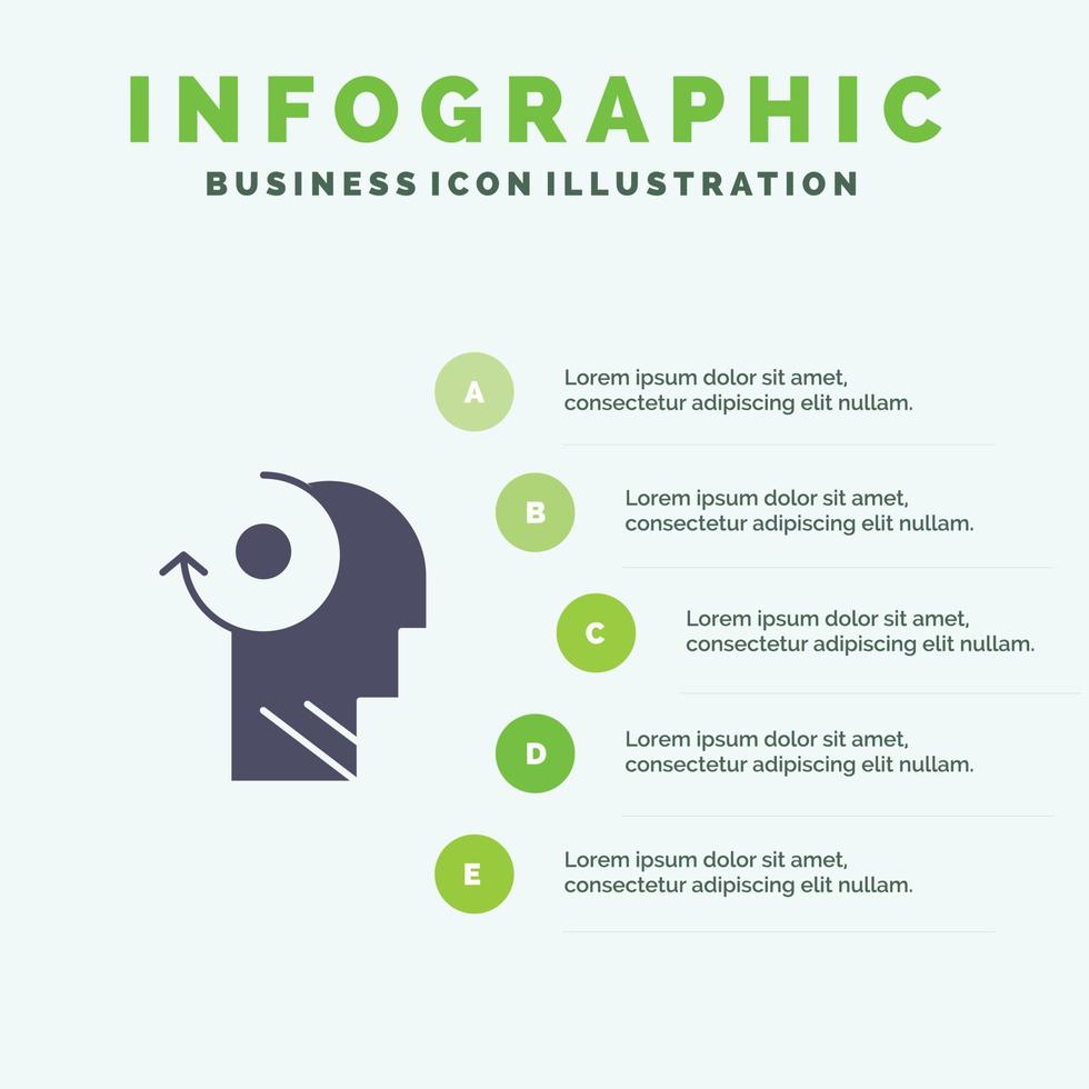 Doorzichtig geest uw hoofd solide icoon infographics 5 stappen presentatie achtergrond vector