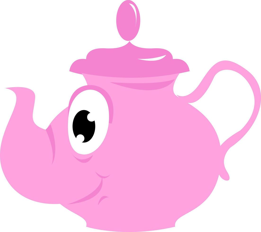 roze thee pot, illustratie, vector Aan wit achtergrond.