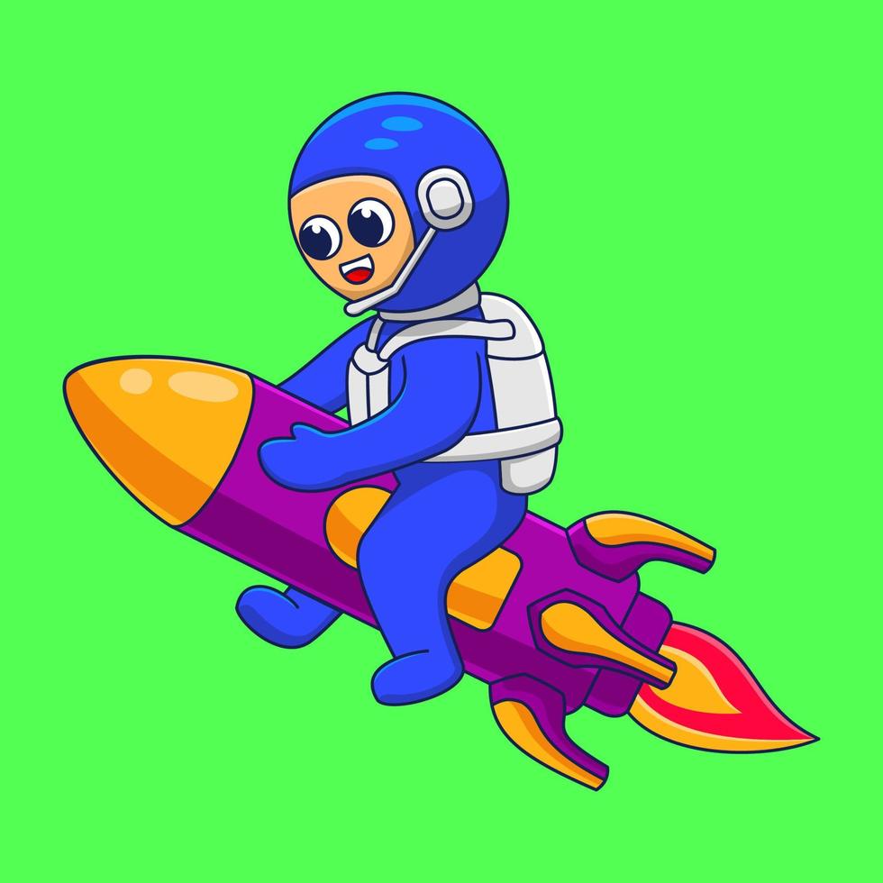 schattig karakter, astronaut illustratie, astronaut en raket element, geschikt voor de behoeften van sociaal media post elementen, vlooien, kinderen boeken en enz... vector