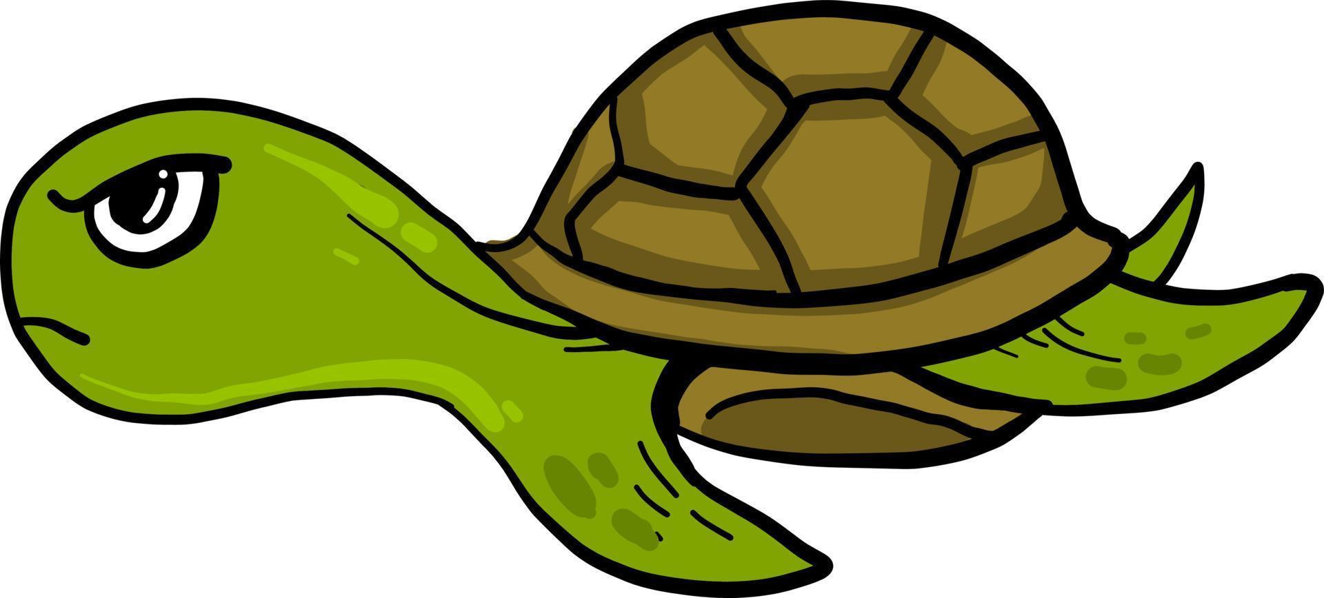 boos groen schildpad, illustratie, vector Aan wit achtergrond.