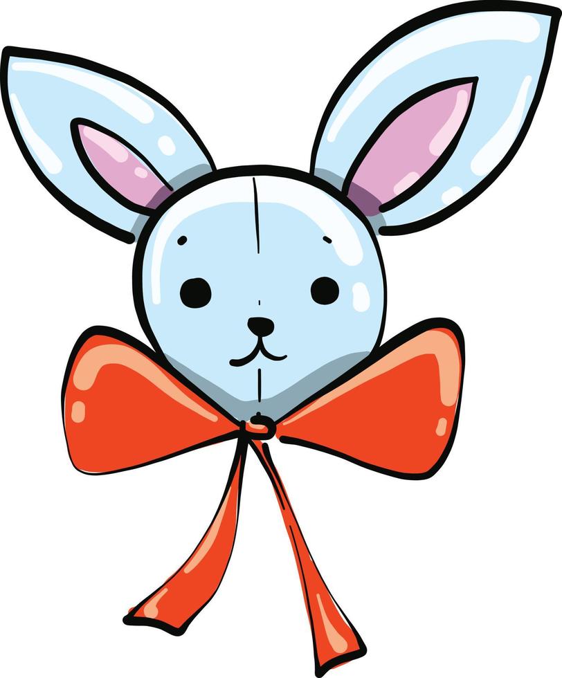 konijn met een boog, illustratie, vector Aan een wit achtergrond.