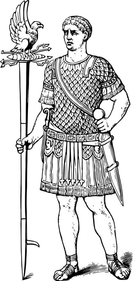 de Romeins soldaat wijnoogst gravure. vector