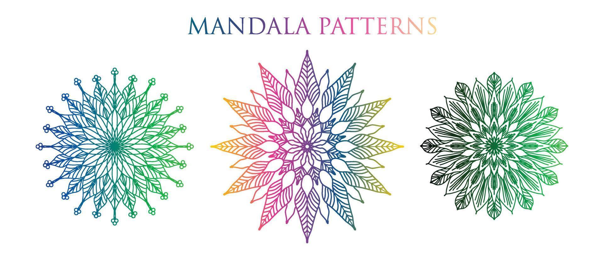 kleurrijk mandala achtergrond, reeks mandala, mandala's voor kleur boek. decoratief ronde ornamenten. anti stress behandeling patronen. yoga logo's, achtergronden voor meditatie.oosters vector