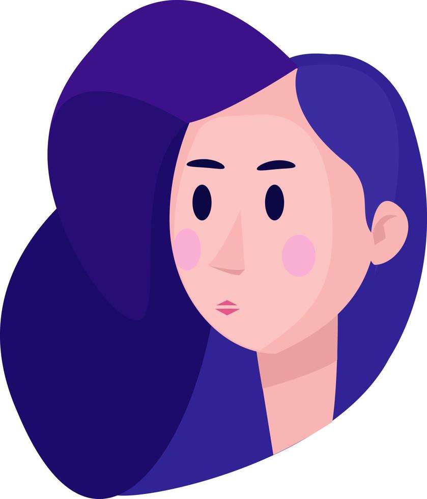 vrouw met blauw haar, illustratie, vector Aan wit achtergrond