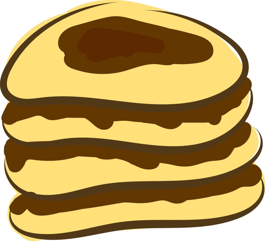 chocola pannenkoek, illustratie, vector Aan wit achtergrond.