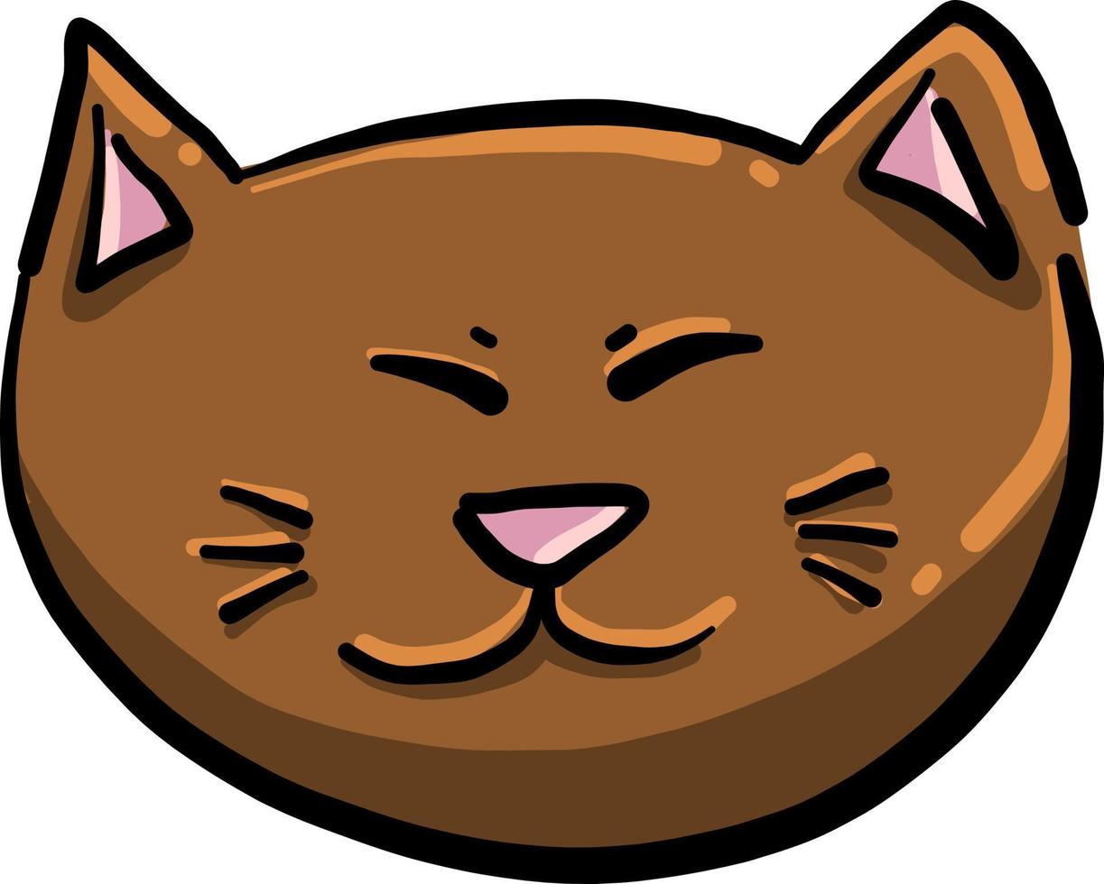 schattig bruin kat, illustratie, vector Aan wit achtergrond