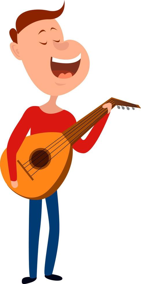 Mens spelen serenade , illustratie, vector Aan wit achtergrond