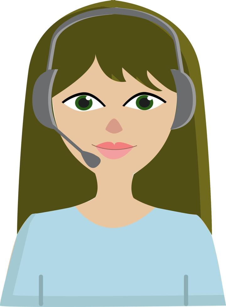 een meisje met een koptelefoon, vector of kleur illustratie.