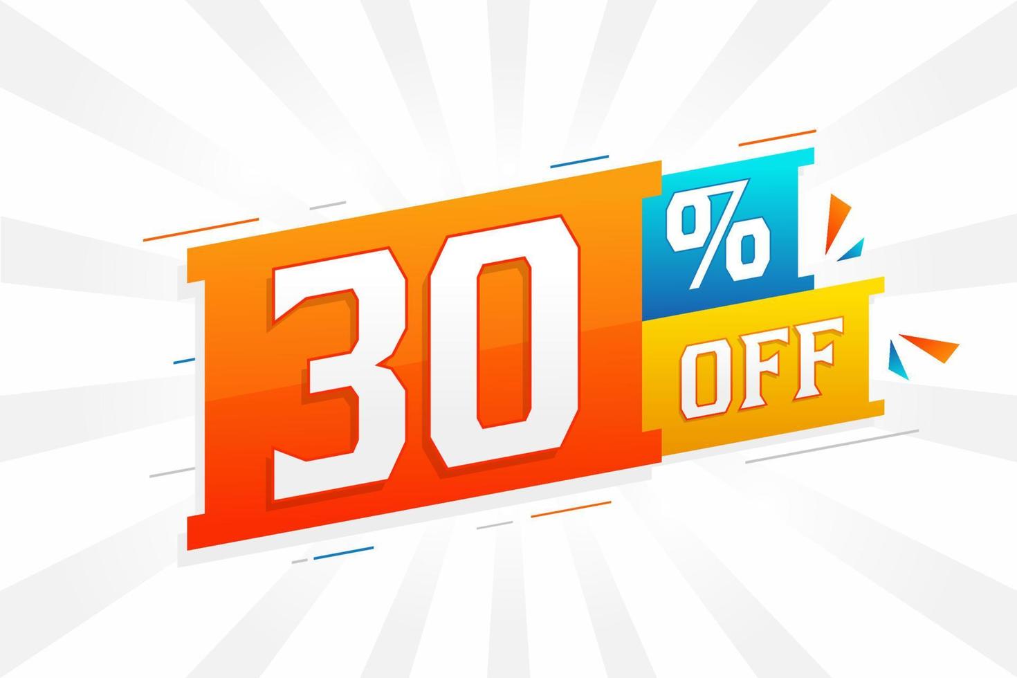 30 procent uit 3d speciaal promotionele campagne ontwerp. 30 van 3d korting aanbod voor uitverkoop en marketing. vector