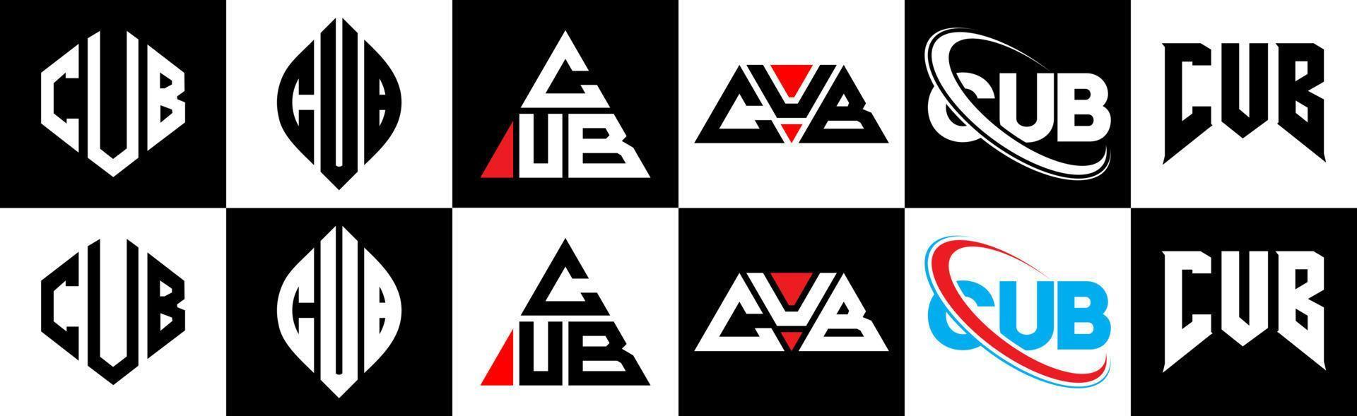 welp brief logo ontwerp in zes stijl. welp veelhoek, cirkel, driehoek, zeshoek, vlak en gemakkelijk stijl met zwart en wit kleur variatie brief logo reeks in een tekengebied. welp minimalistische en klassiek logo vector