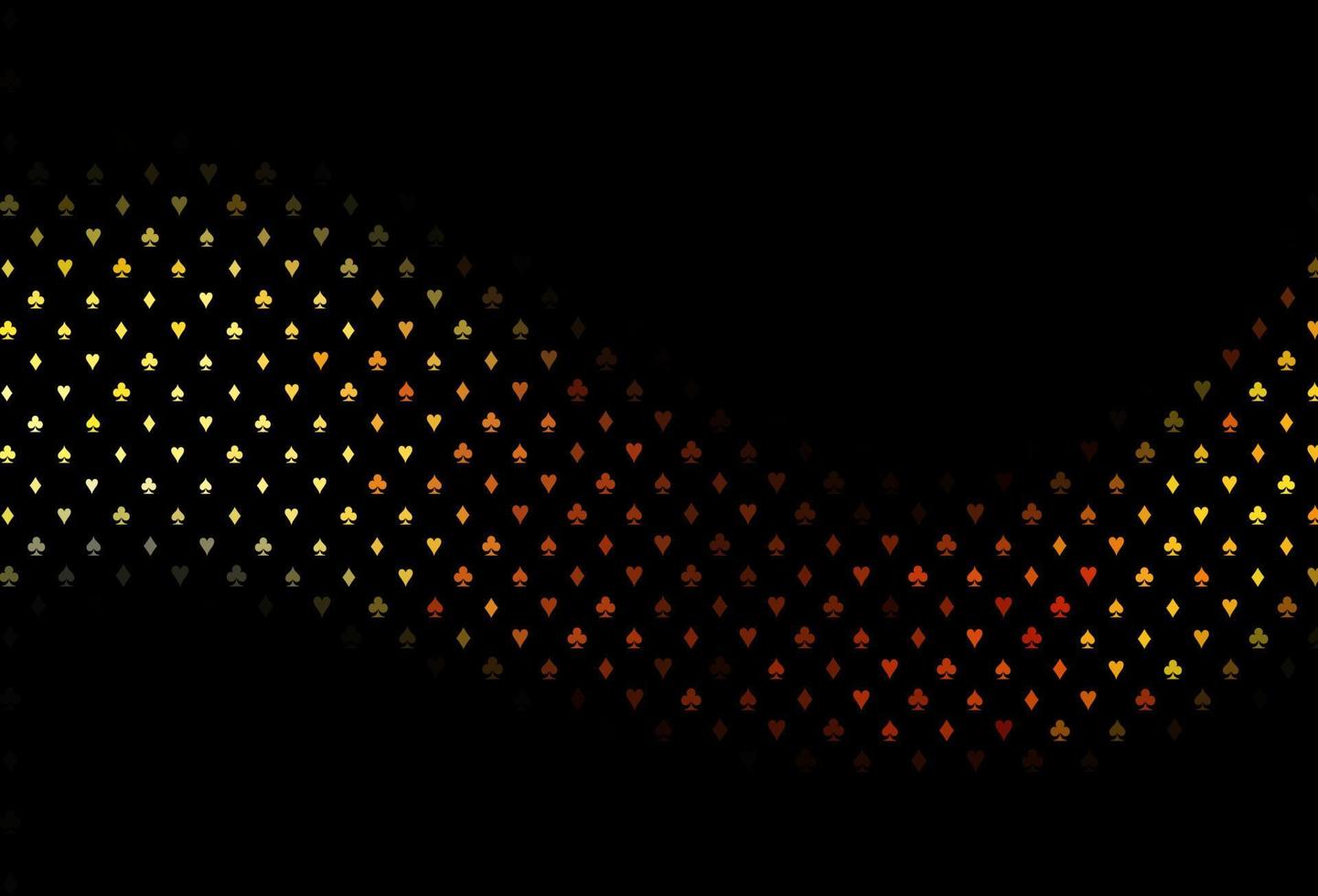 donkergele, oranje vectorachtergrond met kaartentekens. vector