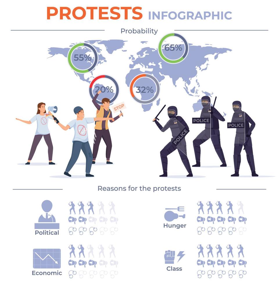 protest revolutie vlak infographic vector