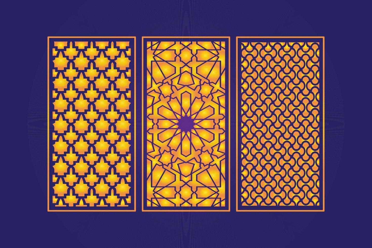 Islamitisch decoratief laser besnoeiing panelen sjabloon met abstract meetkundig structuur en bloemen laser vector