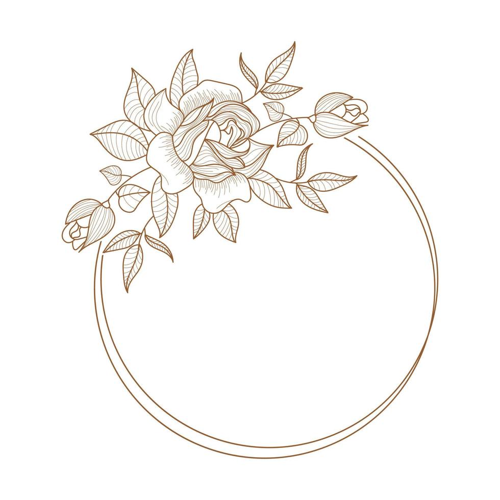 hand- trek bloemen kader decoratief, rond bloemen embleem, huwelijk logo concept vector