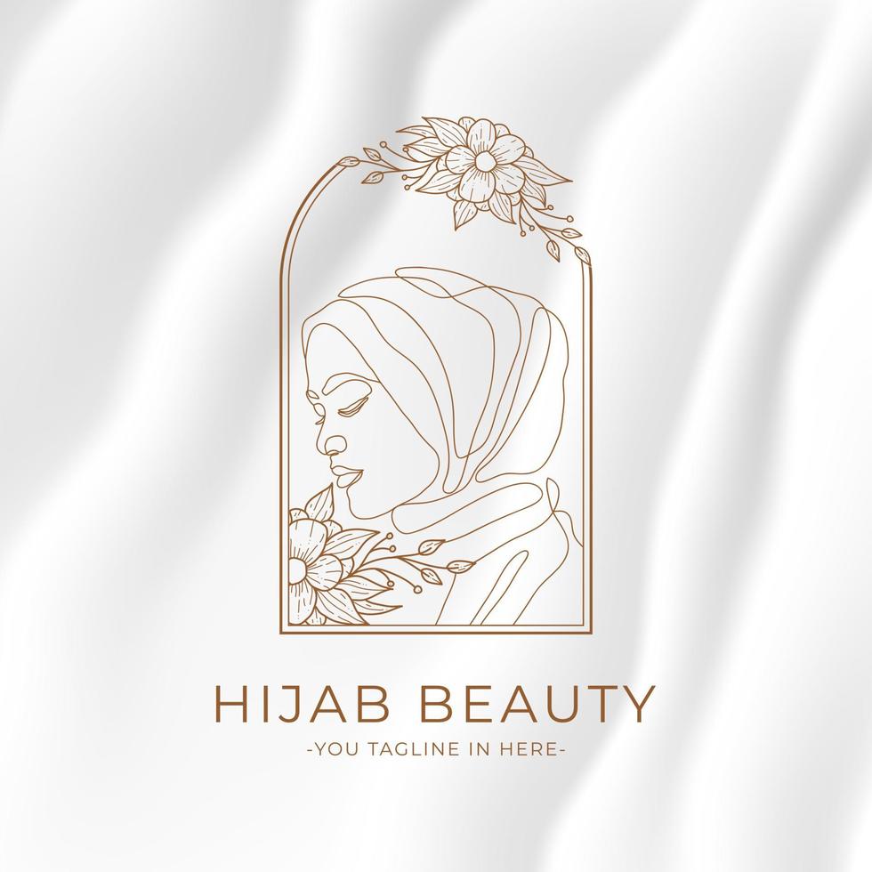 minimalistische vrouw logo hijab schoonheid sjabloon,continu sjabloon lijn tekening vector