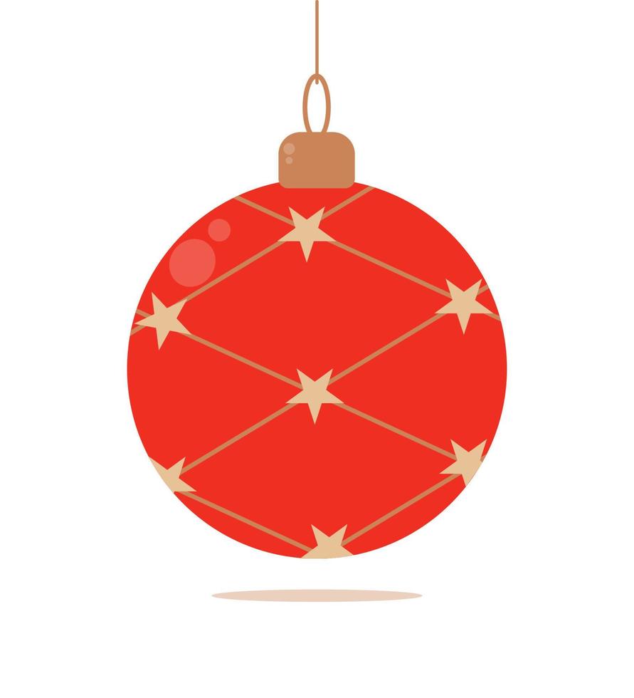 Kerstmis speelgoed- - rood bal met goud elementen, uitknippen vector illustratie, voor scherm of afdrukken vakantie ontwerp voor kaart, banier, groet kaart