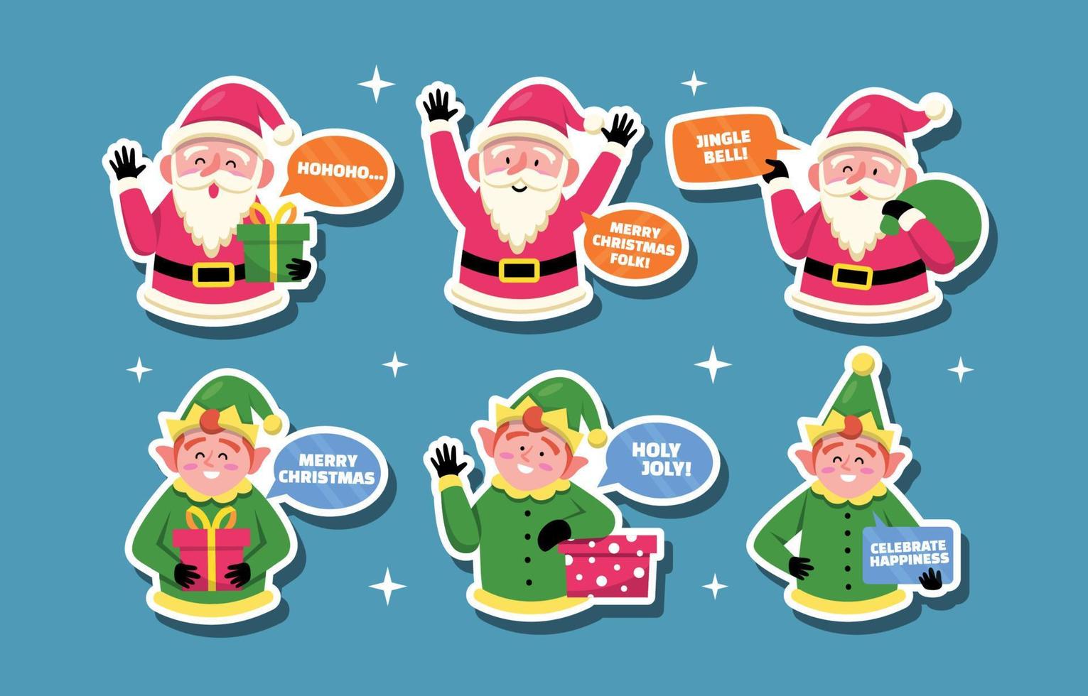 Kerstmis babbelen sticker reeks concept vector