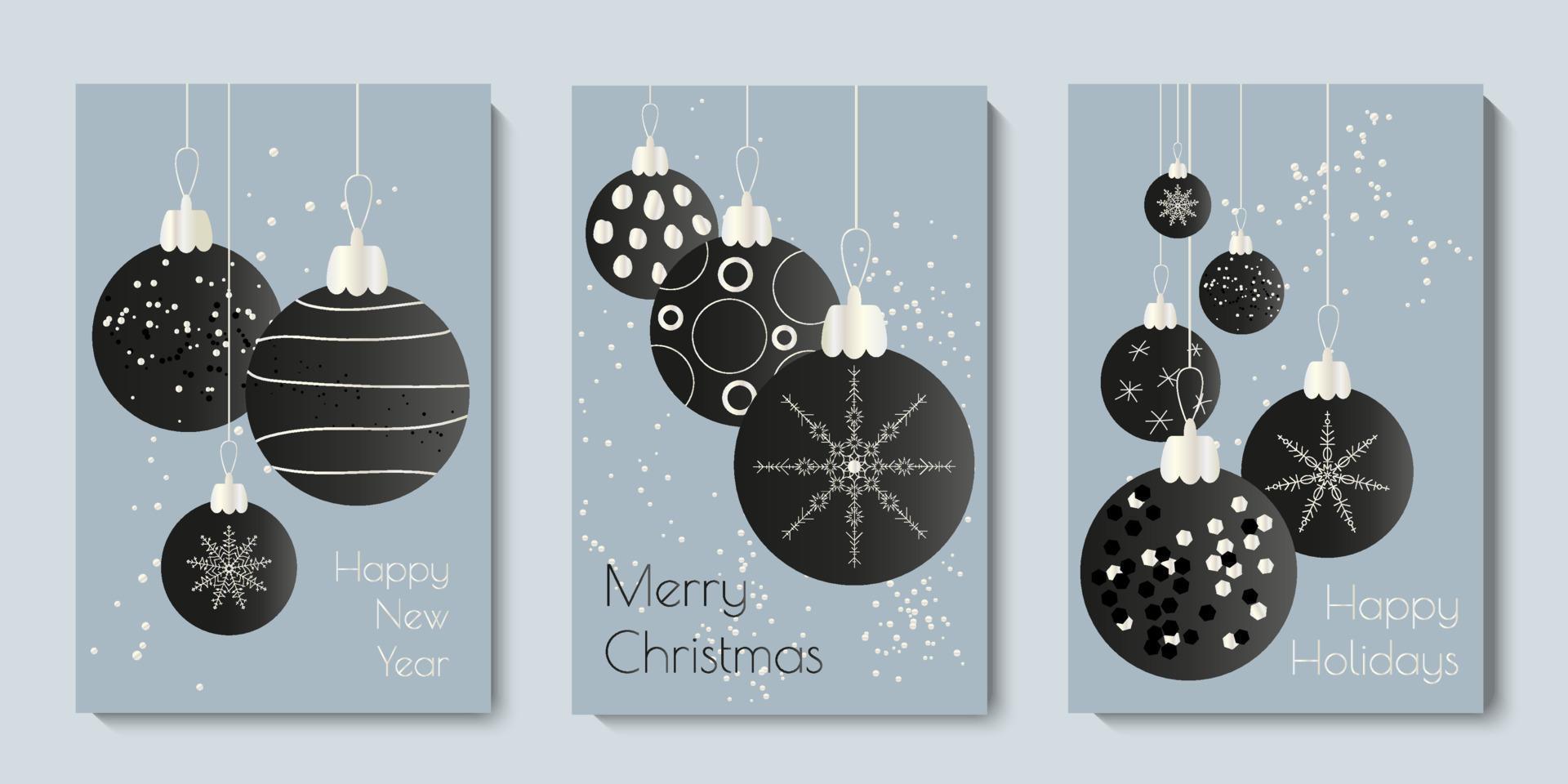 nieuw jaar en Kerstmis kerstballen groet kaart verzameling. minimalistische modern Kerstmis ontwerp. vector vlak illustratie