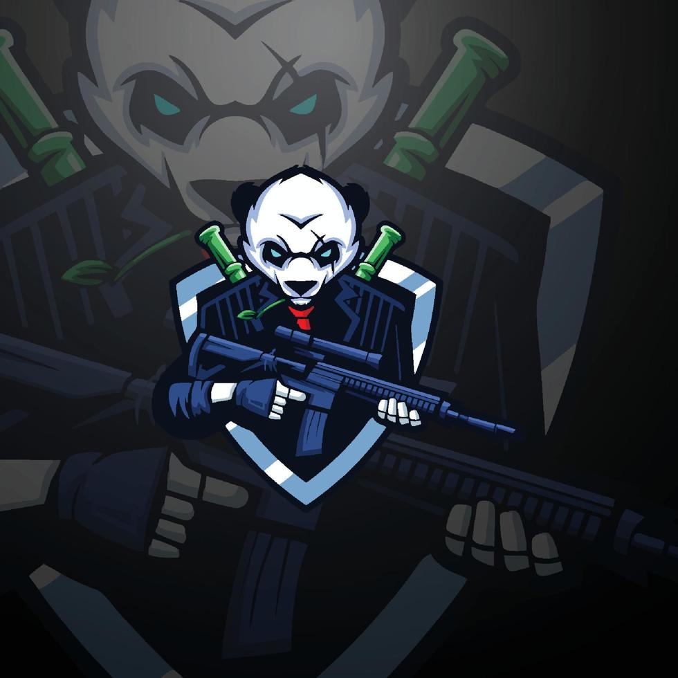 panda gamer mascotte logo vector