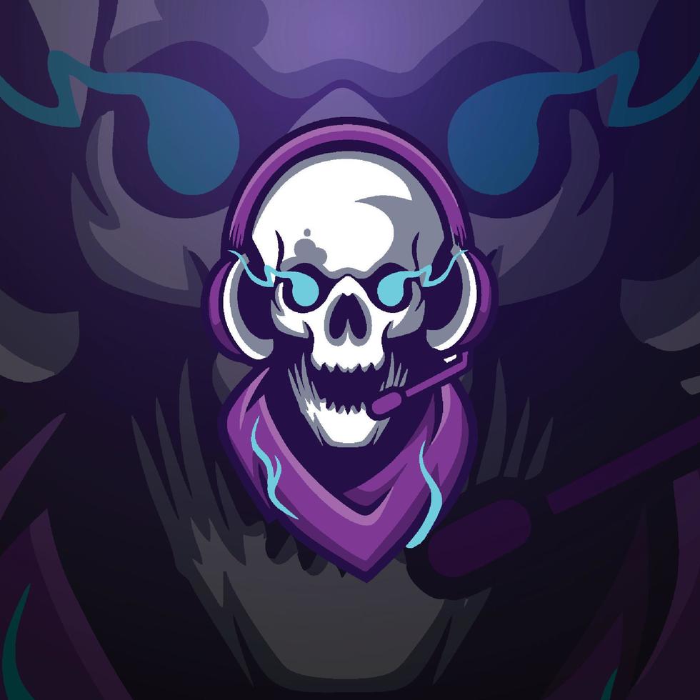 schedel gamer mascot logo vector