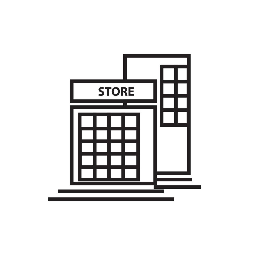 winkelcentrum icoon, winkel, zwart lijn kunst, vector illustratie
