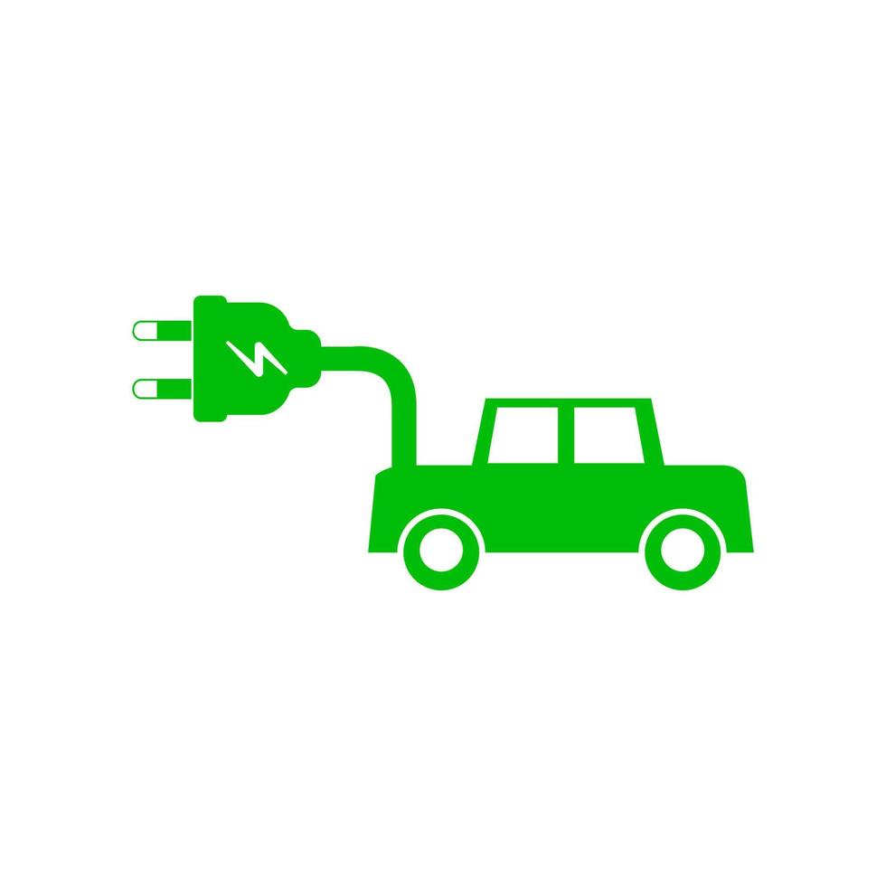 gemakkelijk icoon waar naar in rekening brengen een elektrisch auto, groen elektrisch auto, vector illustratie