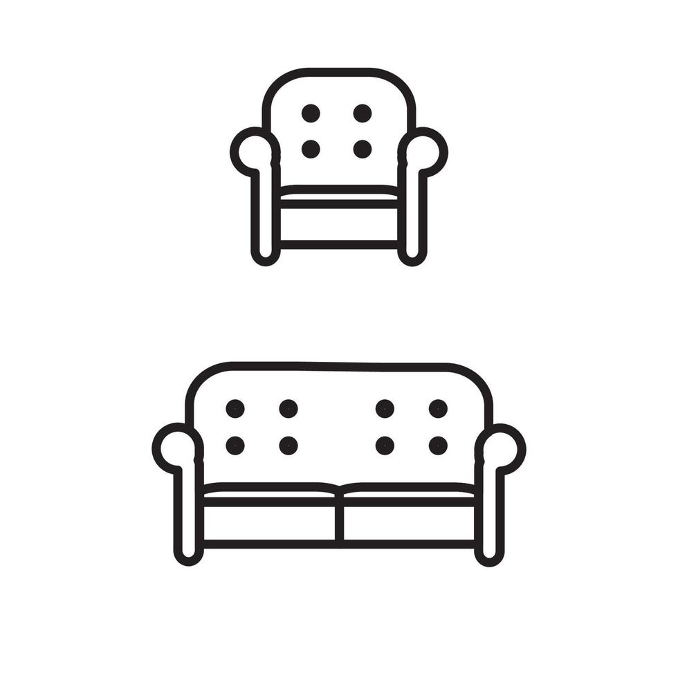 zwart lijn kunst sofa icoon vector illustratie