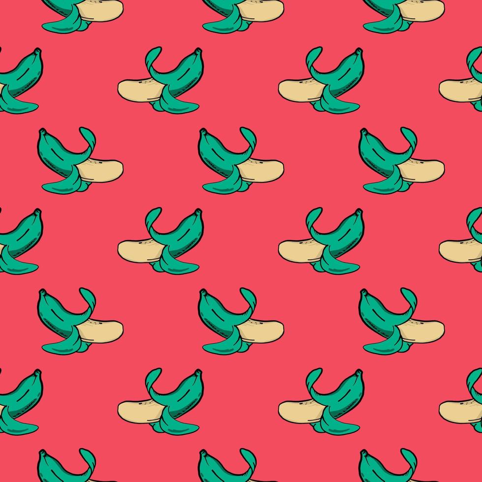 groen bananen, naadloos patroon Aan rood achtergrond. vector