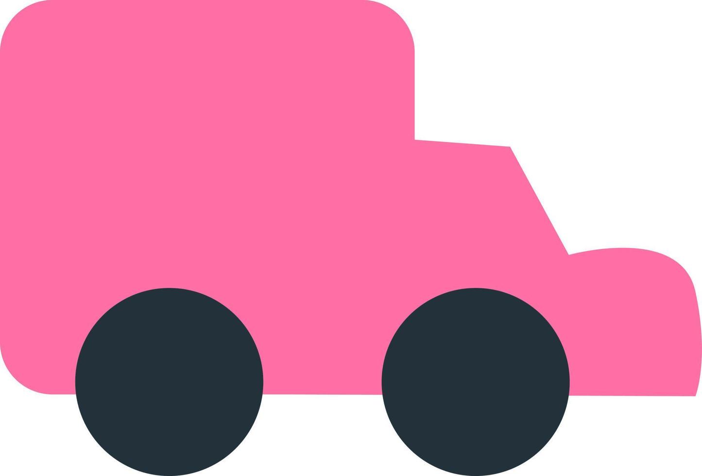 helder roze vrachtwagen, illustratie, vector Aan een wit achtergrond.