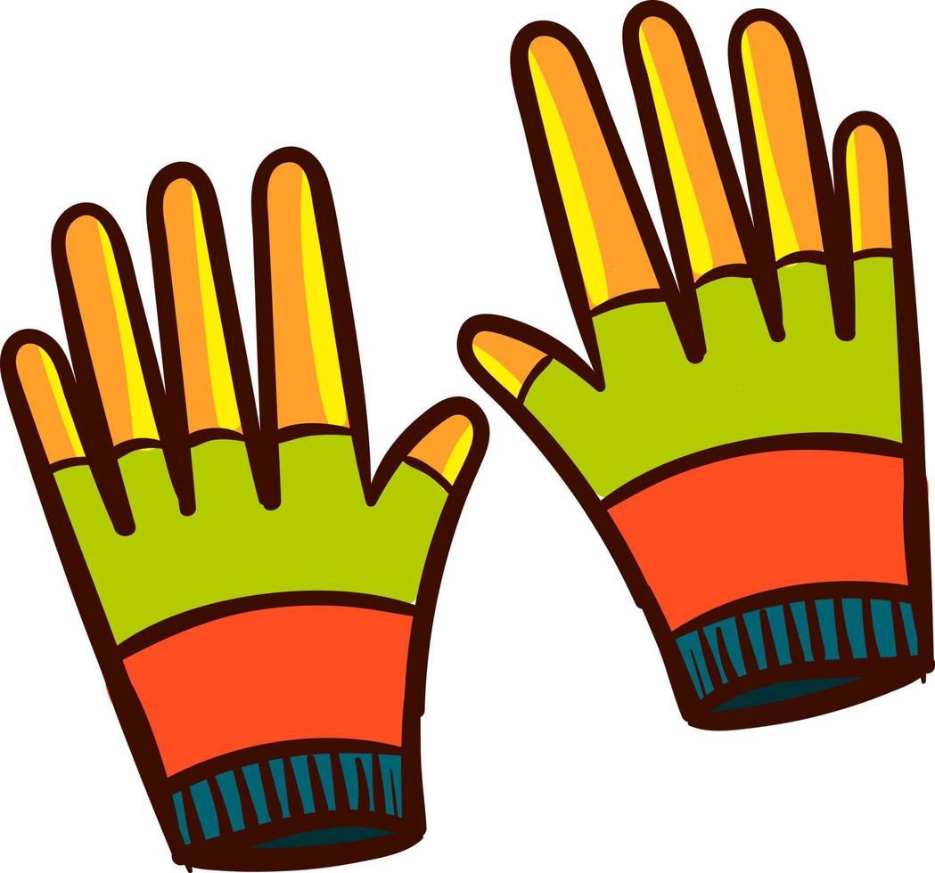 kleurrijk handschoenen, illustratie, vector Aan wit achtergrond