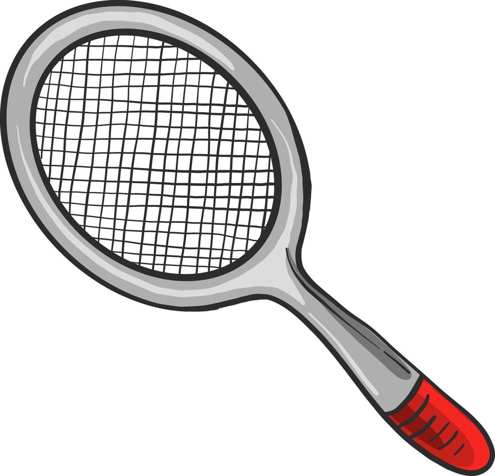 grijs tennis racket, illustratie, vector Aan wit achtergrond