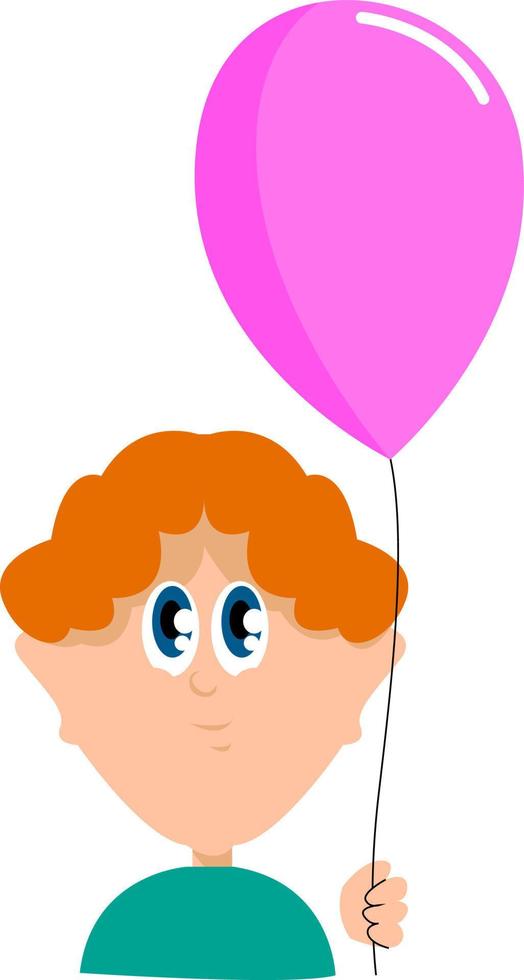 jongen met ballon, illustratie, vector Aan wit achtergrond.