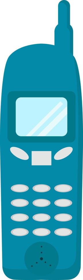 oud blauw telefoon, illustratie, vector Aan wit achtergrond.