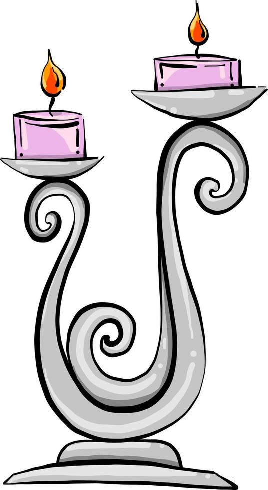 kandelaar met kaarsen, illustratie, vector Aan wit achtergrond.