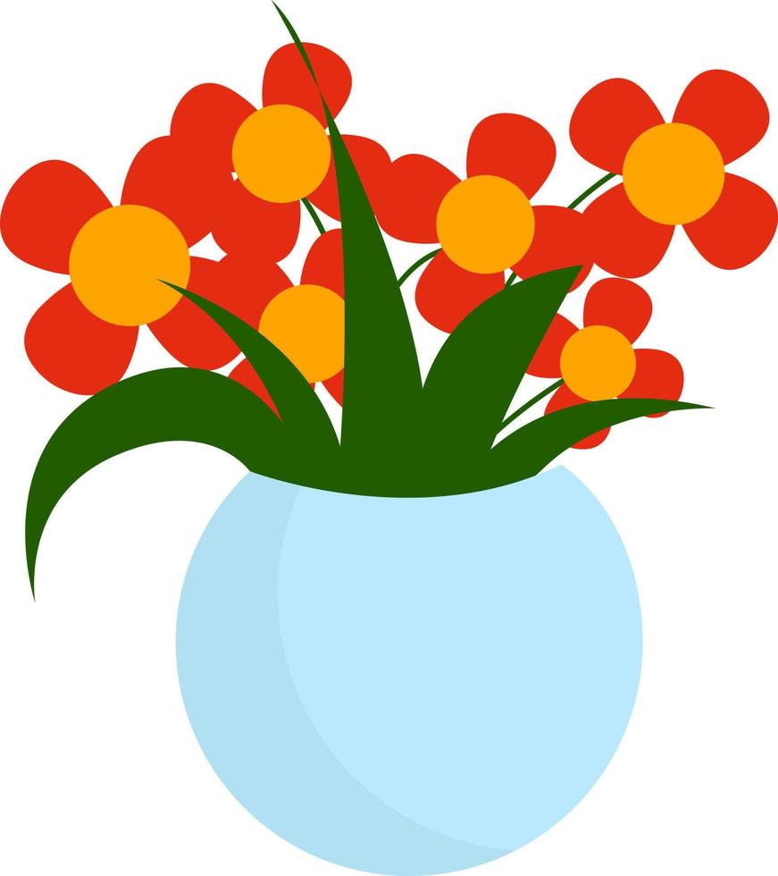 bloemen in vaas, illustratie, vector Aan wit achtergrond.