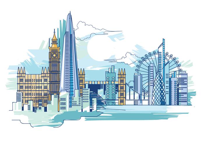 Vectorillustratie The Shard en The London Skyline vector