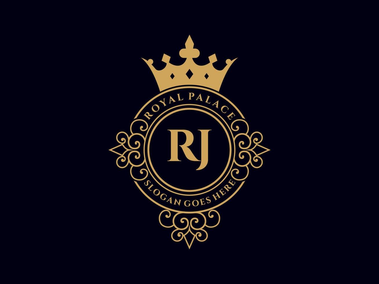 brief rj antiek Koninklijk luxe Victoriaans logo met sier- kader. vector