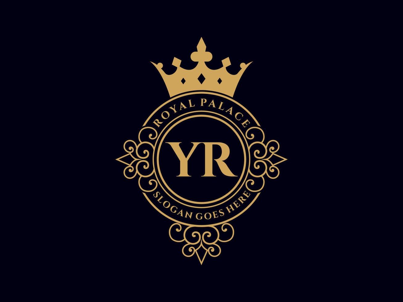 brief jaar antiek Koninklijk luxe Victoriaans logo met sier- kader. vector