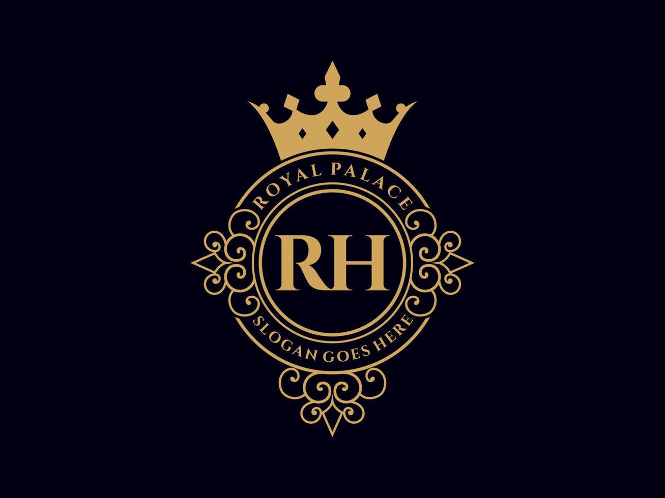 brief rh antiek Koninklijk luxe Victoriaans logo met sier- kader. vector