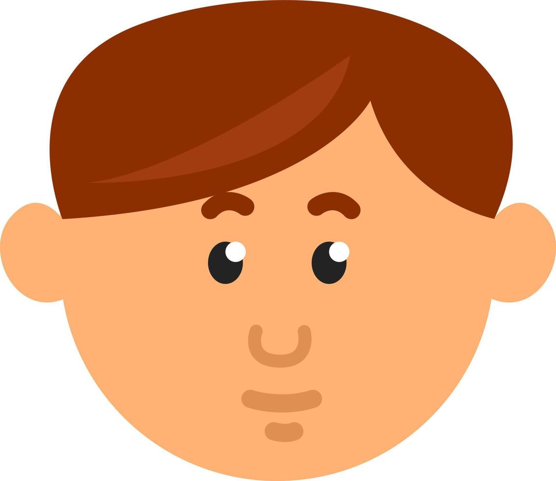 jongen met donker bruin haar, illustratie, vector Aan een wit achtergrond.