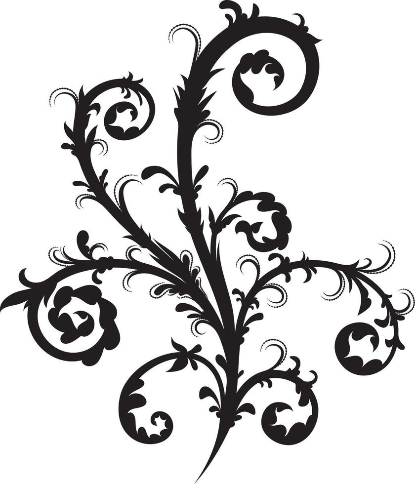 zwart bloemen element silhouet vector