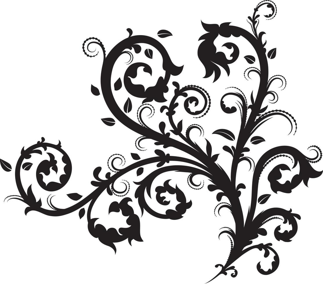 zwart bloemen element silhouet vector