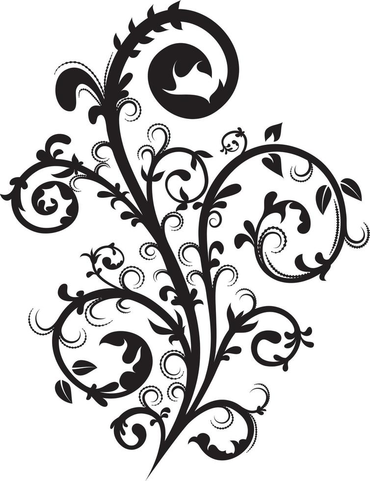 zwart bloemen element silhouet vector