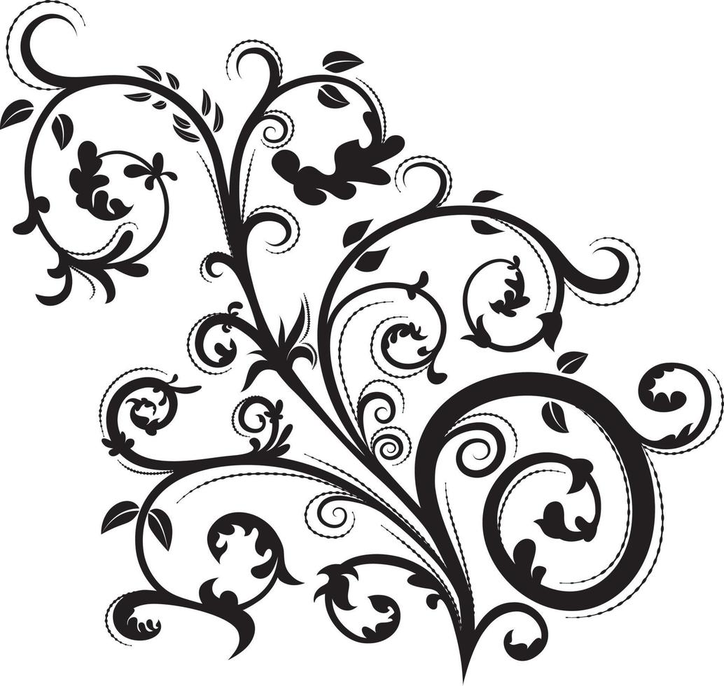 zwart bloemen element silhouet vector