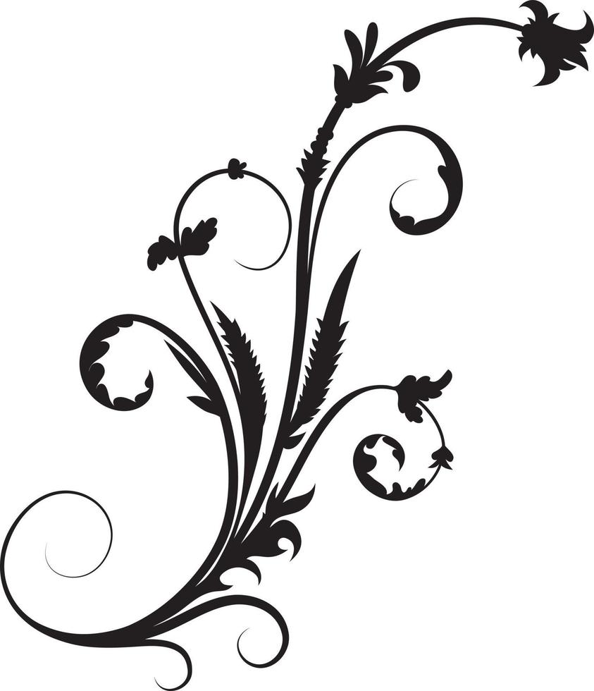 zwart bloemen element silhouet vector