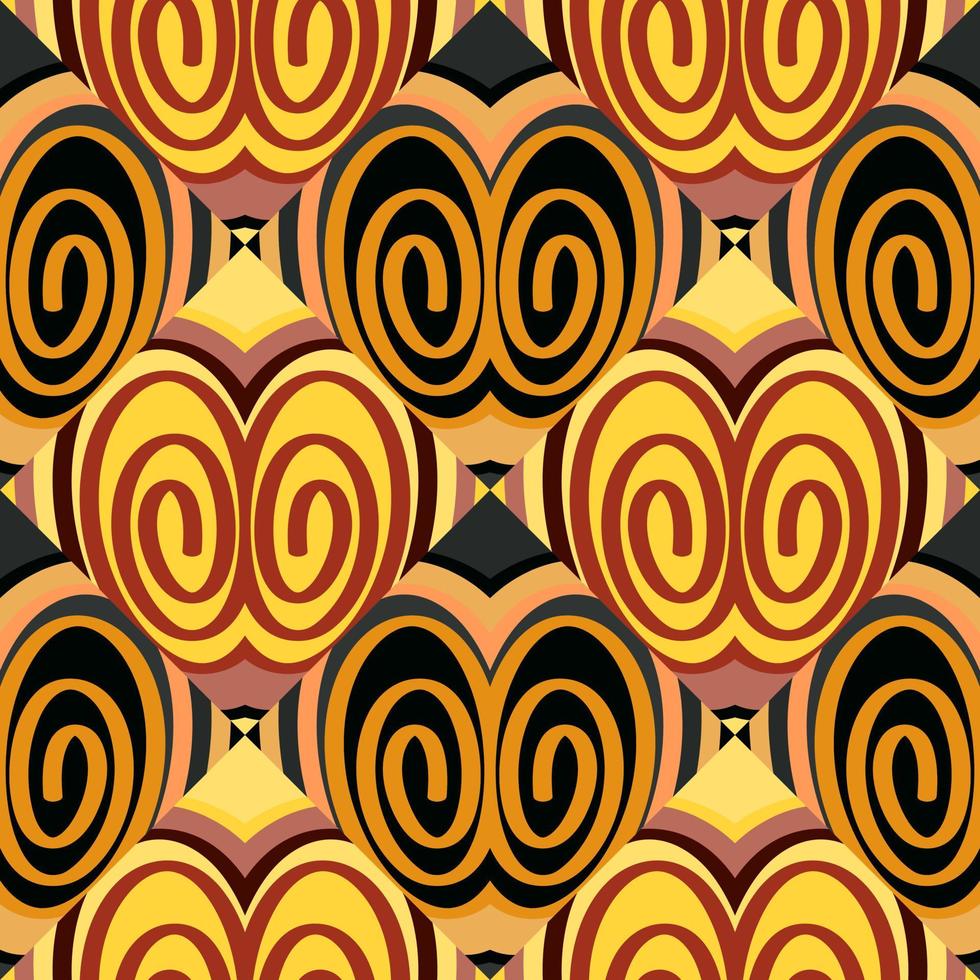 naadloos patroon in de spiralen van een mozaïek- in retro stijl. decoratief abstract cirkel wijnoogst ornament vector